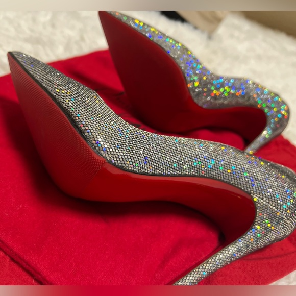 Silver Sparkly Glitter Christian Louboutin Heels - Picture 1 of 8